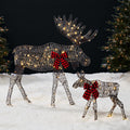 Best Choice Products 2D Moose Family Outdoor 2Pc Christmas Yard D  cor, 4ft Lighted Yard Set Prelit All-Weather w/ 125 LEDs, Gro