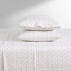 Laura Ashley Home - King Sheets, Soft Sateen Cotton Bedding Set - Sleek, Smooth, & Breathable Home Decor, Evie Coral/Pink