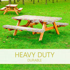 Linpro 6Ft Fitted Picnic Table Cover With Bench Covers. Vinyl Outdoor Camping Picnic Tablecloth, 3 Piece Set Camping Gear. Waterproof, Stain Resistant, Reusable. Flannel Backing With Elastic Edges.72