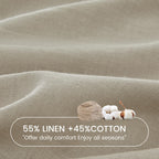 Simple&Opulence Linen Fitted Sheet (1 Piece) - 14 Inch Deep Pocket Mattress Cover Natural Flax Cotton Blended Soft Breathable Bedding - Khaki, Full Size
