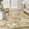 Nourison Aloha Indoor/Outdoor Ivory Green 7'10' X 10'6' Area Rug, Easy Cleaning, Non-Shedding, Bed Room, Living Room, Dining R