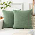 Kevin Textile Set Of 2 Sage Green Pillow Covers 20 X 20 Inch Spring Farmhouse Boho Decorative Throw Pillow Covers Linen Cushion Covers For Sofa Couch Décor