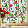 ALIUNI Stained Glass Window Film, Window Privacy Film Frosted Faux 3D Floral Decorative Static Cling Heat Blocking Window Tint, 