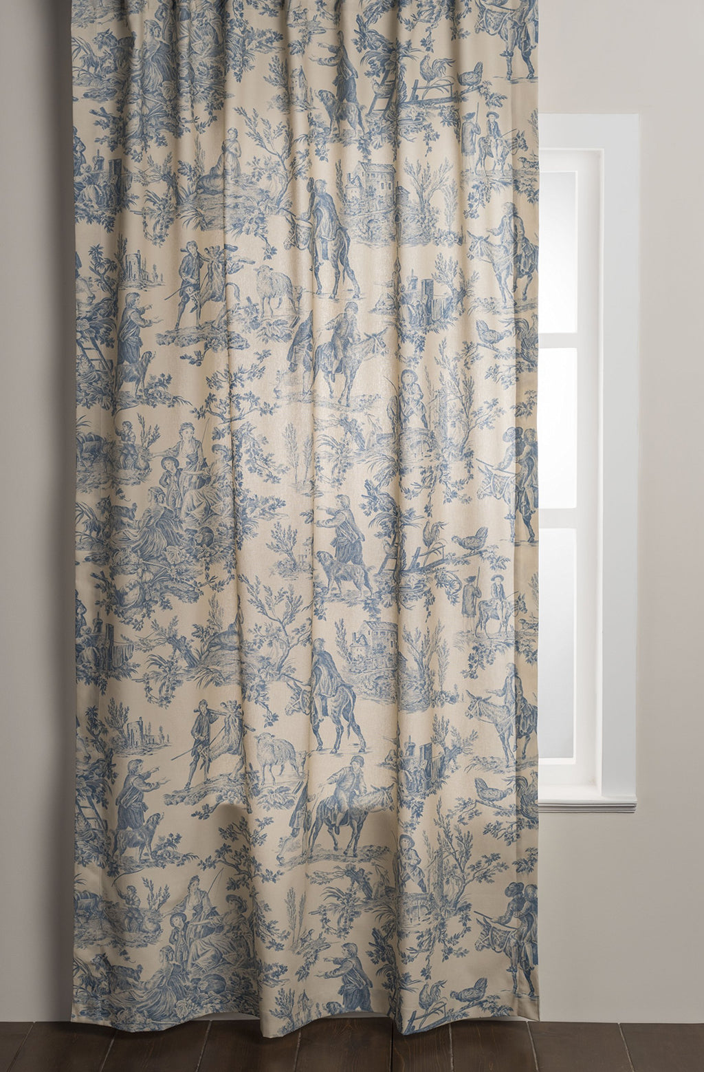 Maison d' Hermine 100% Cotton Curtain - 50''x124'' Blue (White Background) Decorative Curtain - Aesthetic Curtains for Farmhouse