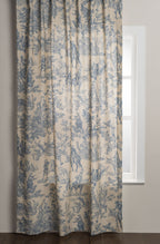 Maison d' Hermine 100% Cotton Curtain - 50''x124'' Blue (White Background) Decorative Curtain - Aesthetic Curtains for Farmhouse