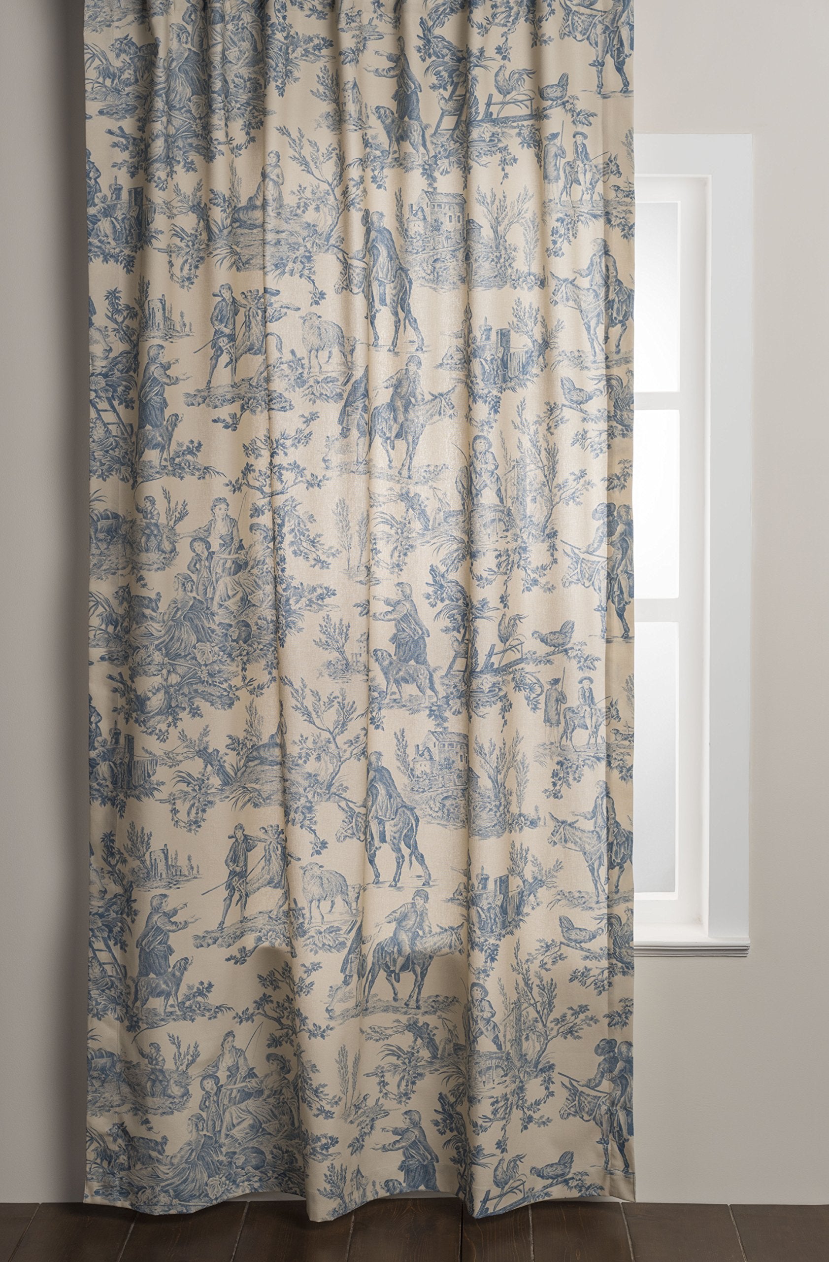 Maison d' Hermine 100% Cotton Curtain - 50''x124'' Blue (White Background) Decorative Curtain - Aesthetic Curtains for Farmhouse
