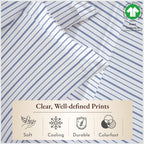 California Design Den California King Sheet Stripe, 100% Organic Cotton Percale Sheets, Deep Pocket Cal King Size Sheets & Pillowcase Set - Blue Stripe