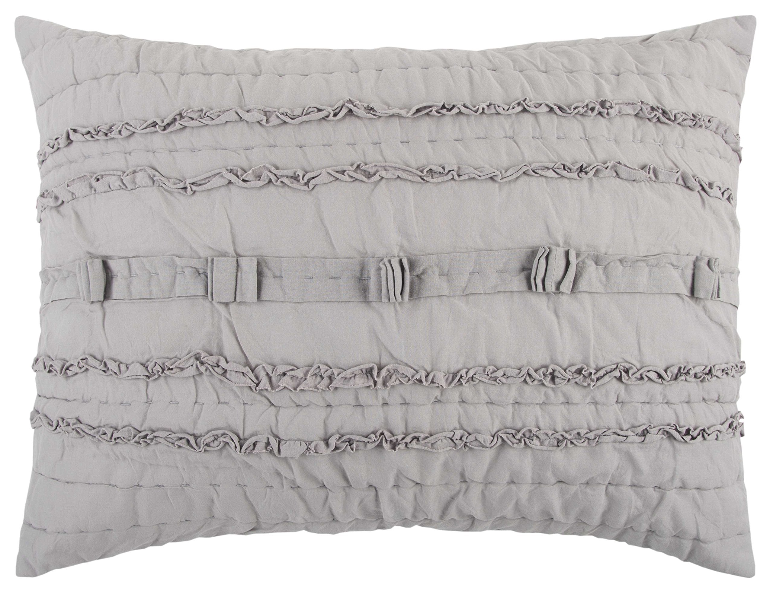 Rizzy Home | BQ4580 | Polyester Standard Sham | 20&quot;x26&quot; Gray/Neutral/ Stripe