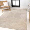 JONATHAN Y SCN104E-5 Nordby High-Low Geometric Arch Scandi Striped Beige/Cream 5 ft. x 8 ft. Indoor/Outdoor Area Rug for Patio, 