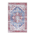 SAFAVIEH Washable Rug Tucson Collection - 9 x 12, Blue & Red, Slip Resistant, Ideal for High Traffic Areas in Living Room, Bed