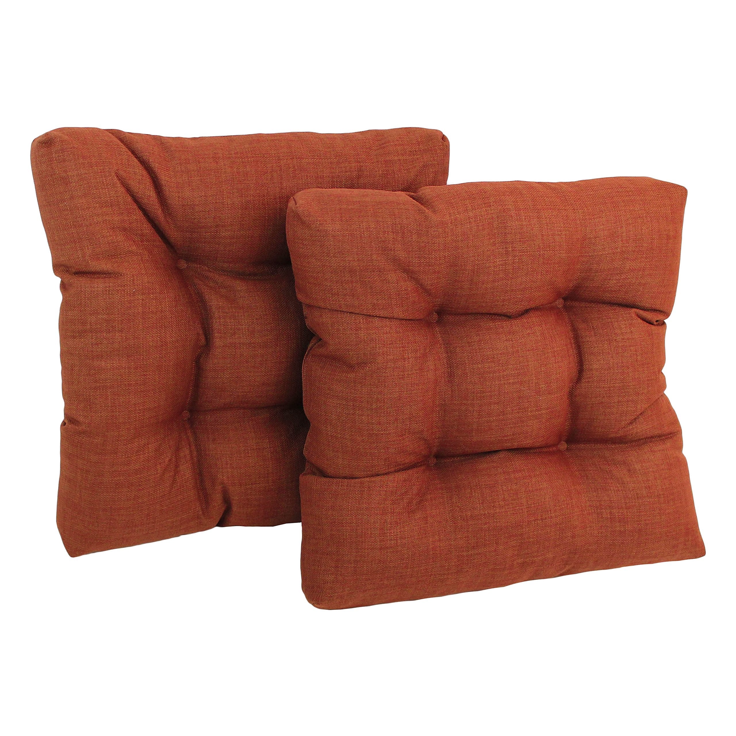 Blazing Needles Indoor/Outdoor Square Tufted Chair Cushion, 19' X 19', Cinnamon 2 Count