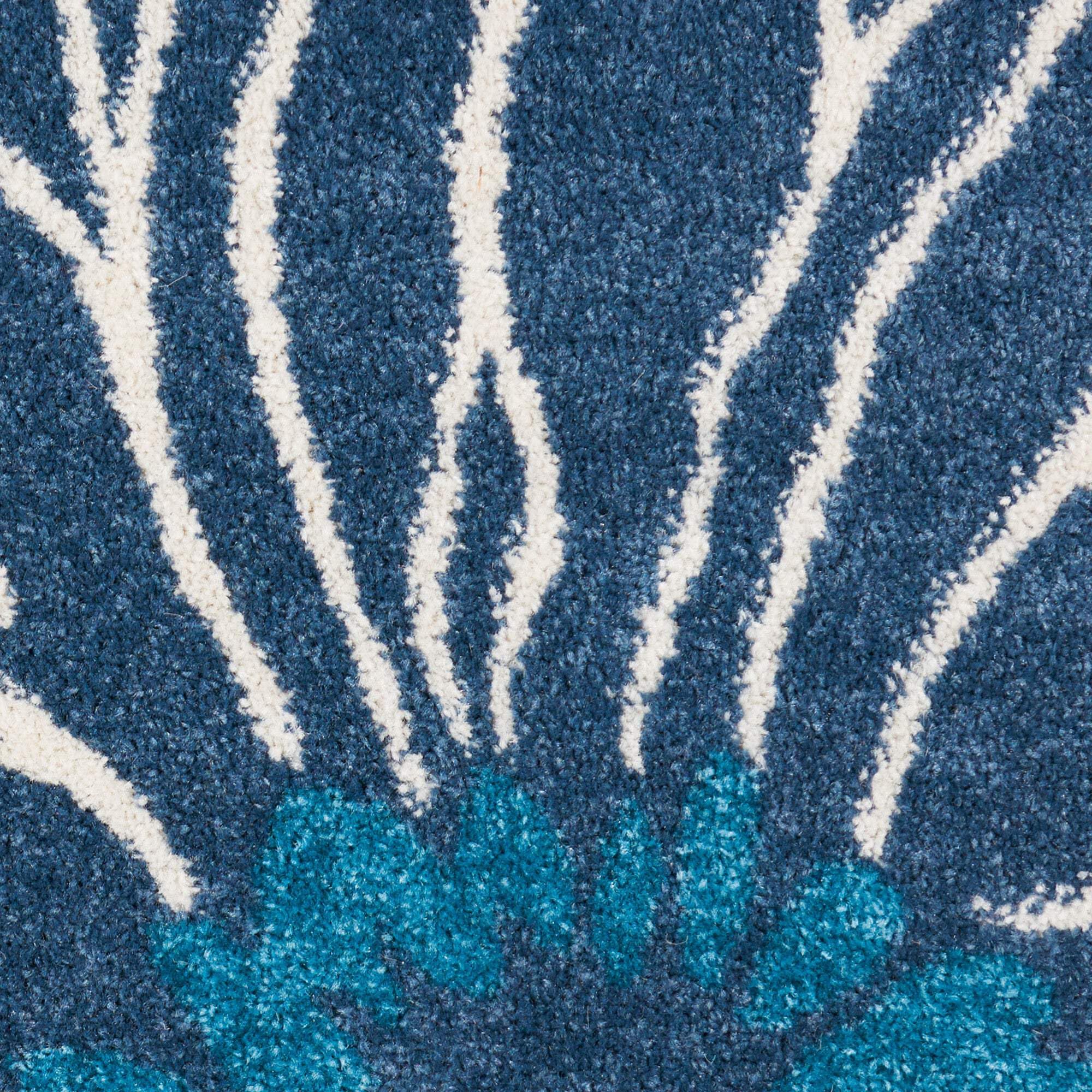 HomeRoots 100% Polypropylene 2’ x 6’ Blue Tropical Flower Runner Rug