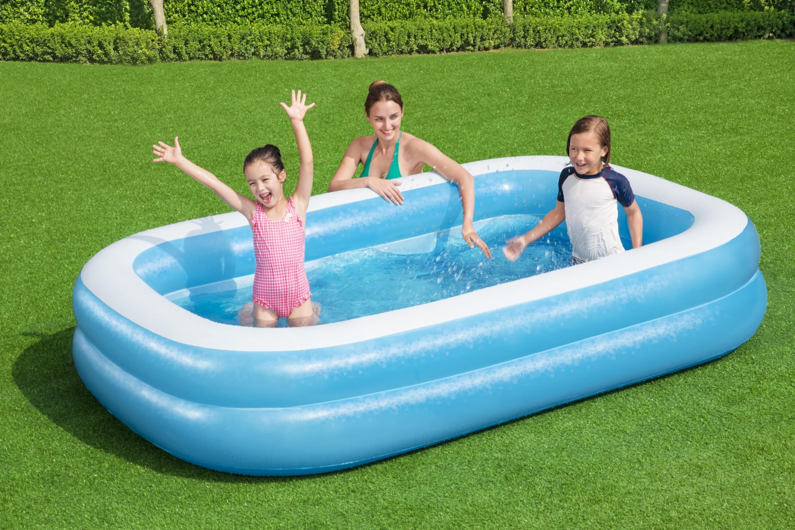 Bestway 54006 Family Rectangular Inflatable Pool, 262 X 175 X 51 Cm, Blue/White
