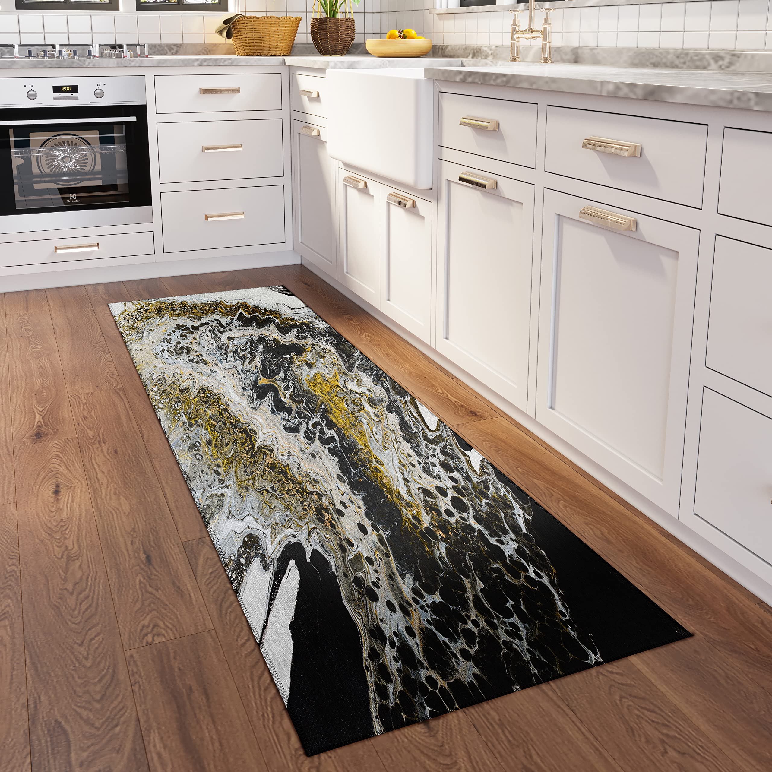 Addison Rugs Karina Akc43 Midnight 2'3" X 7'6" Indoor Outdoor Runner Rug, Easy Clean, Machine Washable, Non Shedding, Bedroom, Entry, Living Room, Dining Room, Kitchen, Patio Rug