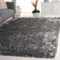 SAFAVIEH Paris Shag Collection Area Rug - 6 x 9, Silver, Handmade Silken Glam, 2.5-inch Thick Ideal for High Traffic Areas in 