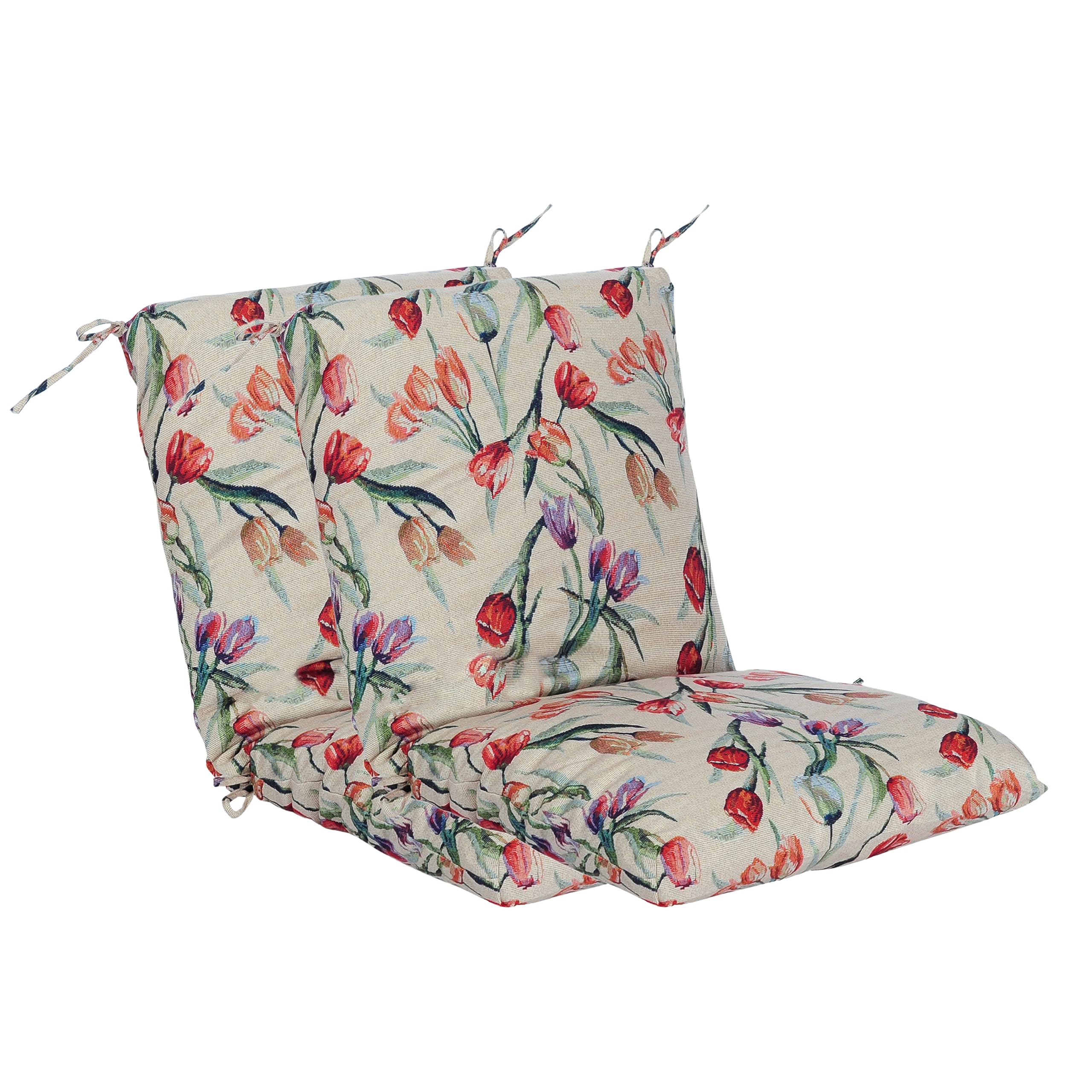 Makimoo Set Of 2 Outdoor Dining Chair Cushions, Patio Seating Cushions, 38X18X4.5 Inch, For Garden Patio Furniture (Tulip)