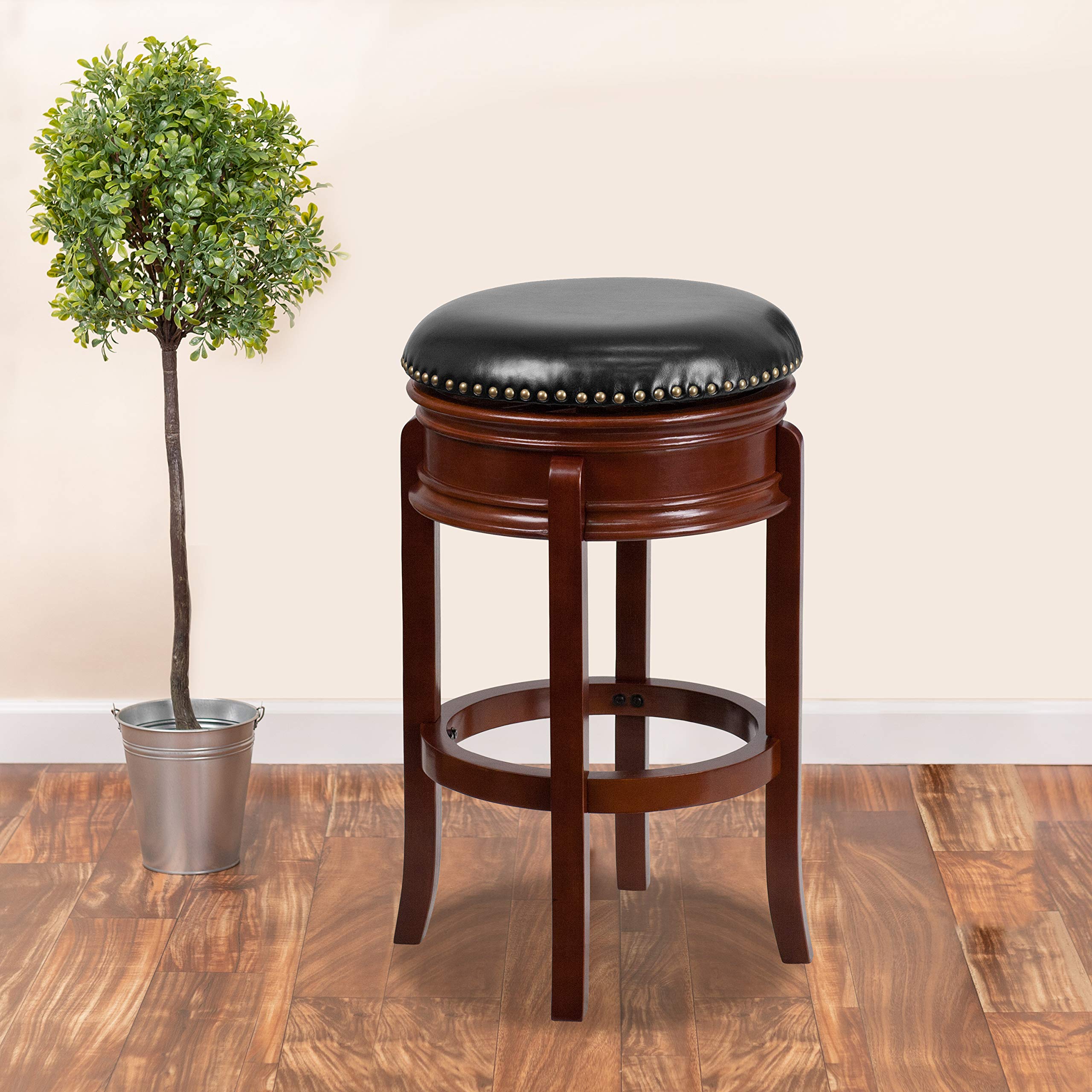 Flash Furniture Carol 29'' High Backless Light Cherry Wood Barstool - Thumbnail 2