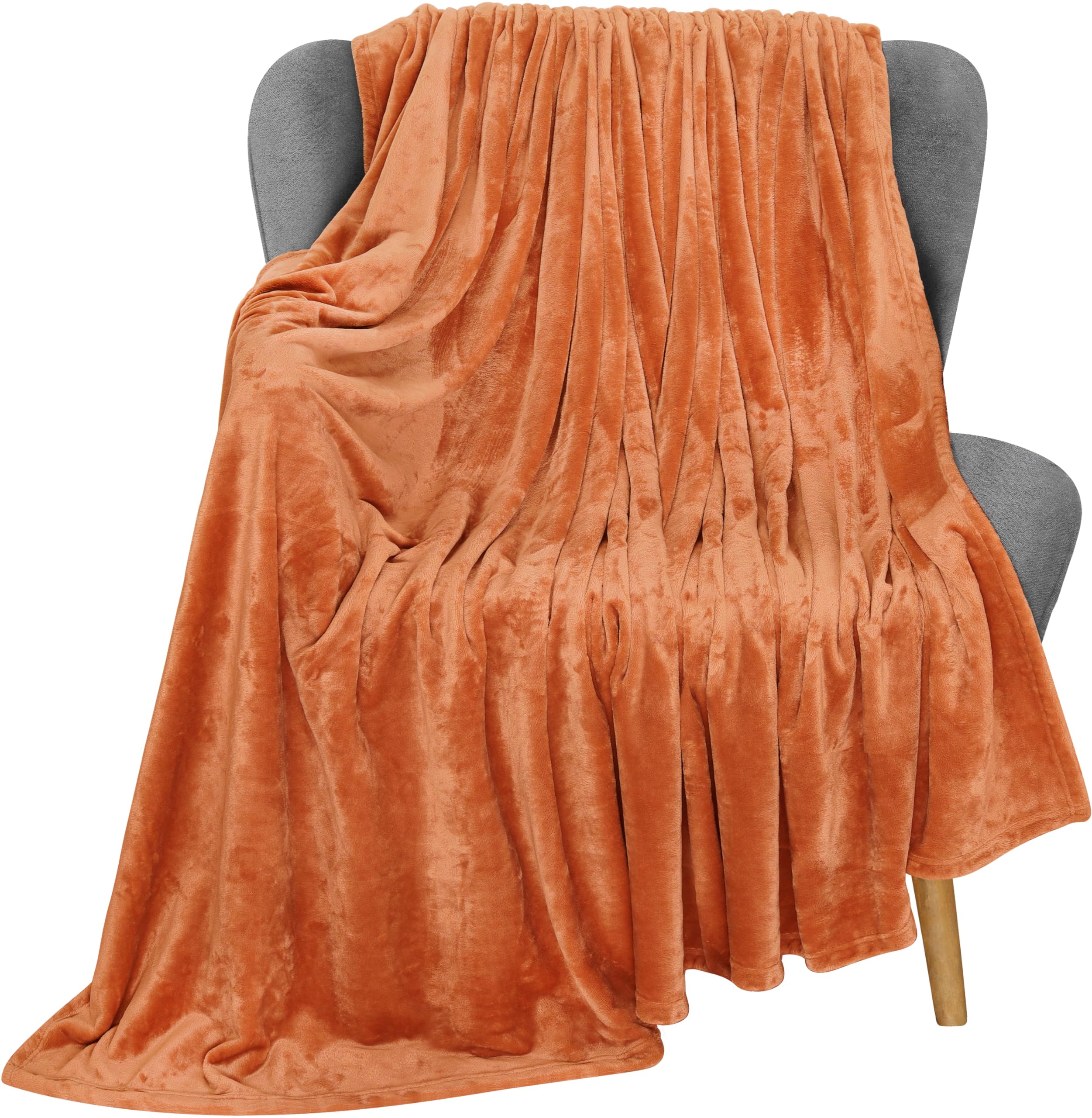 Utopia Bedding Fleece Blanket Throw Size Burnt Orange 300Gsm Luxury Fuzzy Soft Anti-Static Microfiber Bed Blanket (60X50 Inches)