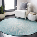 SAFAVIEH Evoke Collection 3 Round Aqua / Ivory EVK228J Abstract Burst Non-Shedding Dining Room Entryway Foyer Living Room Bedro