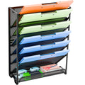 Simple Trending Wall File Organizer, Mesh 7-Tier Vertical Hanging File Holder, Desktop Metal Files Rack For Office And Home, Bla