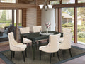 East West Furniture Wefr7-Blk-02 7 Piece Dinette Set Consist Of A Rectangle Dining Room Table With Butterfly Leaf And 6 Light Beige Linen Fabric Upholstered Chairs, 42X60 Inch, Black