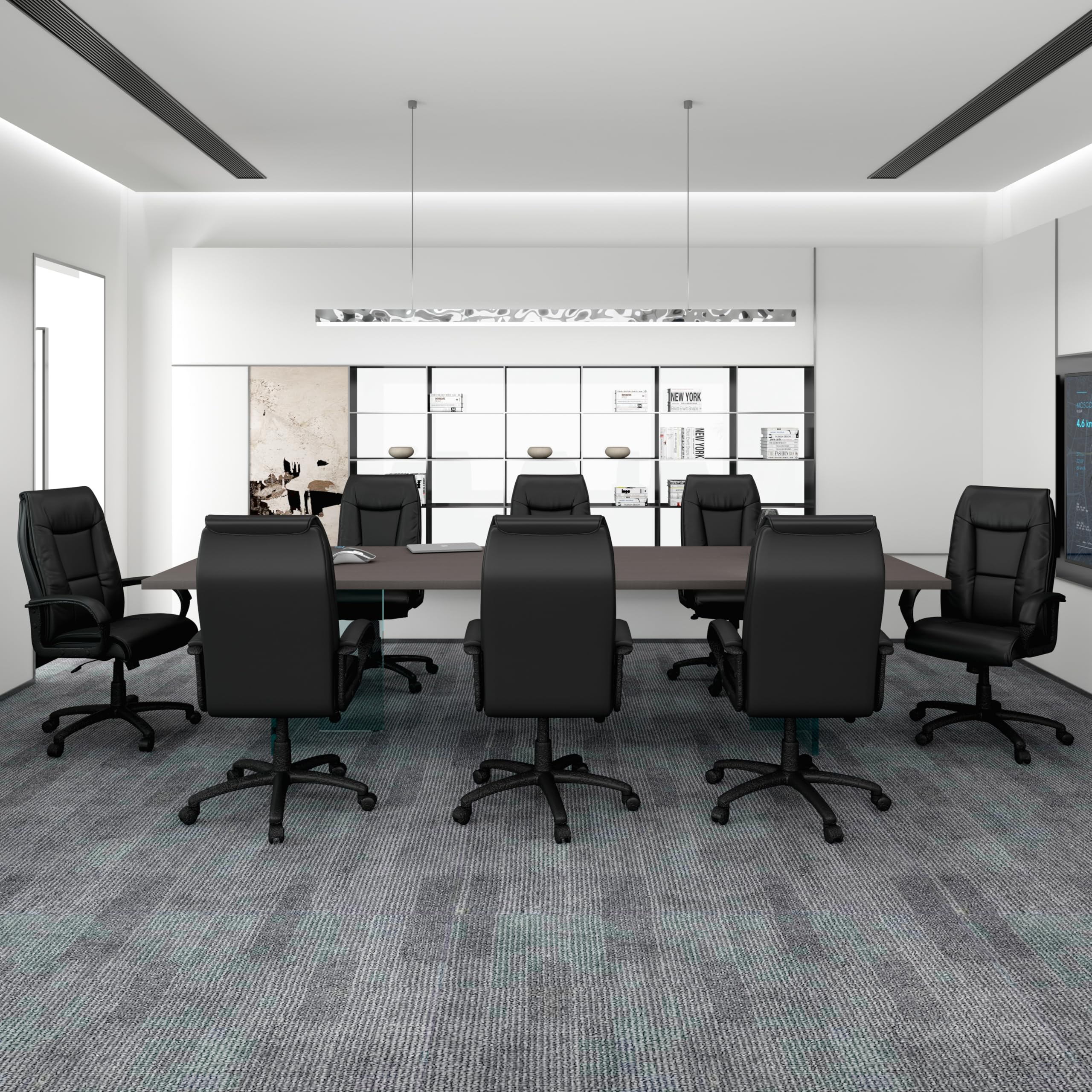 Executive High Back Leatherplus Chair Black - Boss Office Products: Ergonomic, Swivel, Adjustable Height, Metal Frame - Thumbnail 5