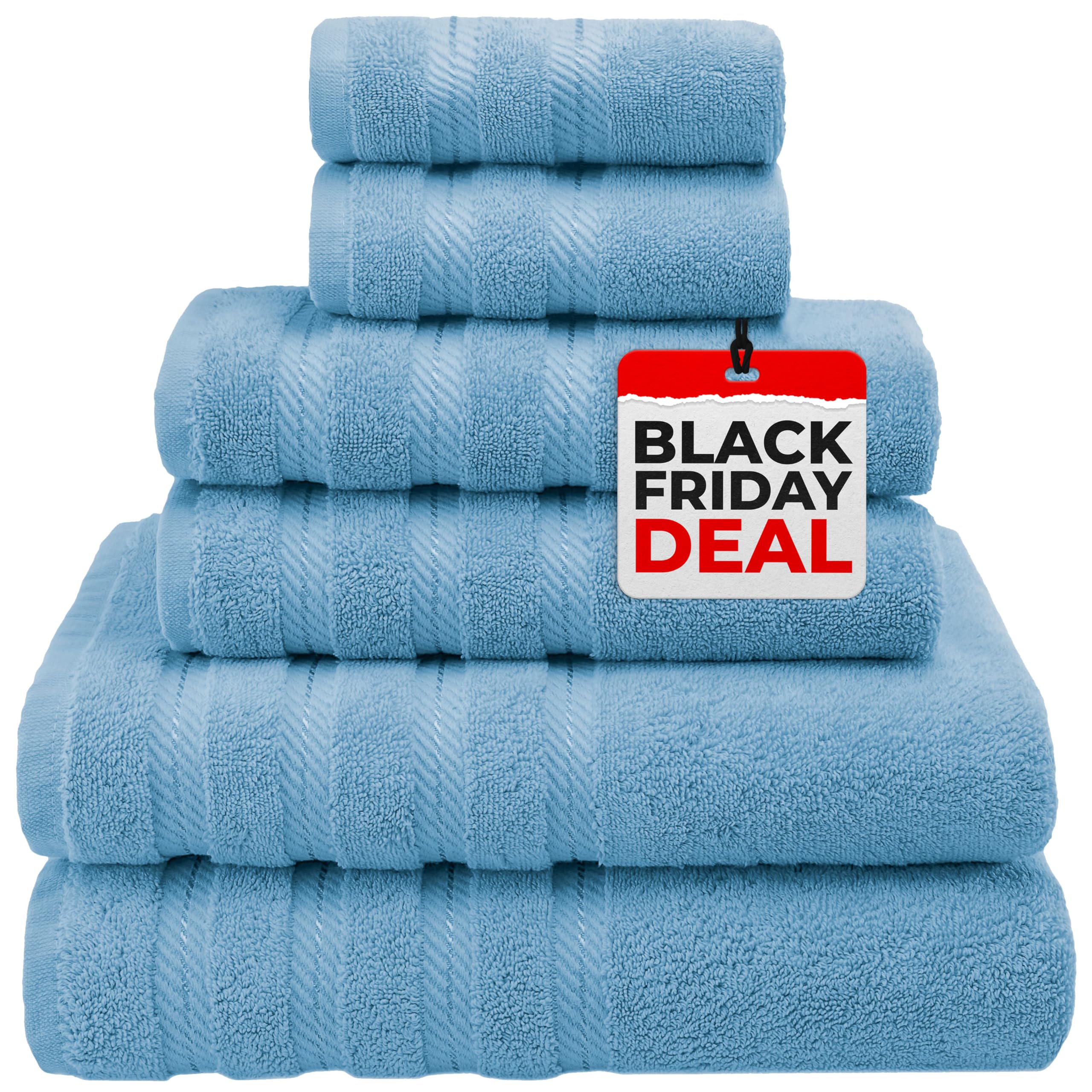American Soft Linen 100% Turkish Carde Cotton 6 Piece Towel Set, 560 GSM Towels for Bathroom, Super Soft 2 Bath Towels 2 Hand To
