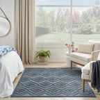 Nourison Versatile Indoor/Outdoor Navy Blue 4' X 6' Area Rug, Easy Cleaning, Non Shedding, Bed Room, Living Room, Dining Room, Deck, Backyard, Patio, High Traffic Area (4X6)