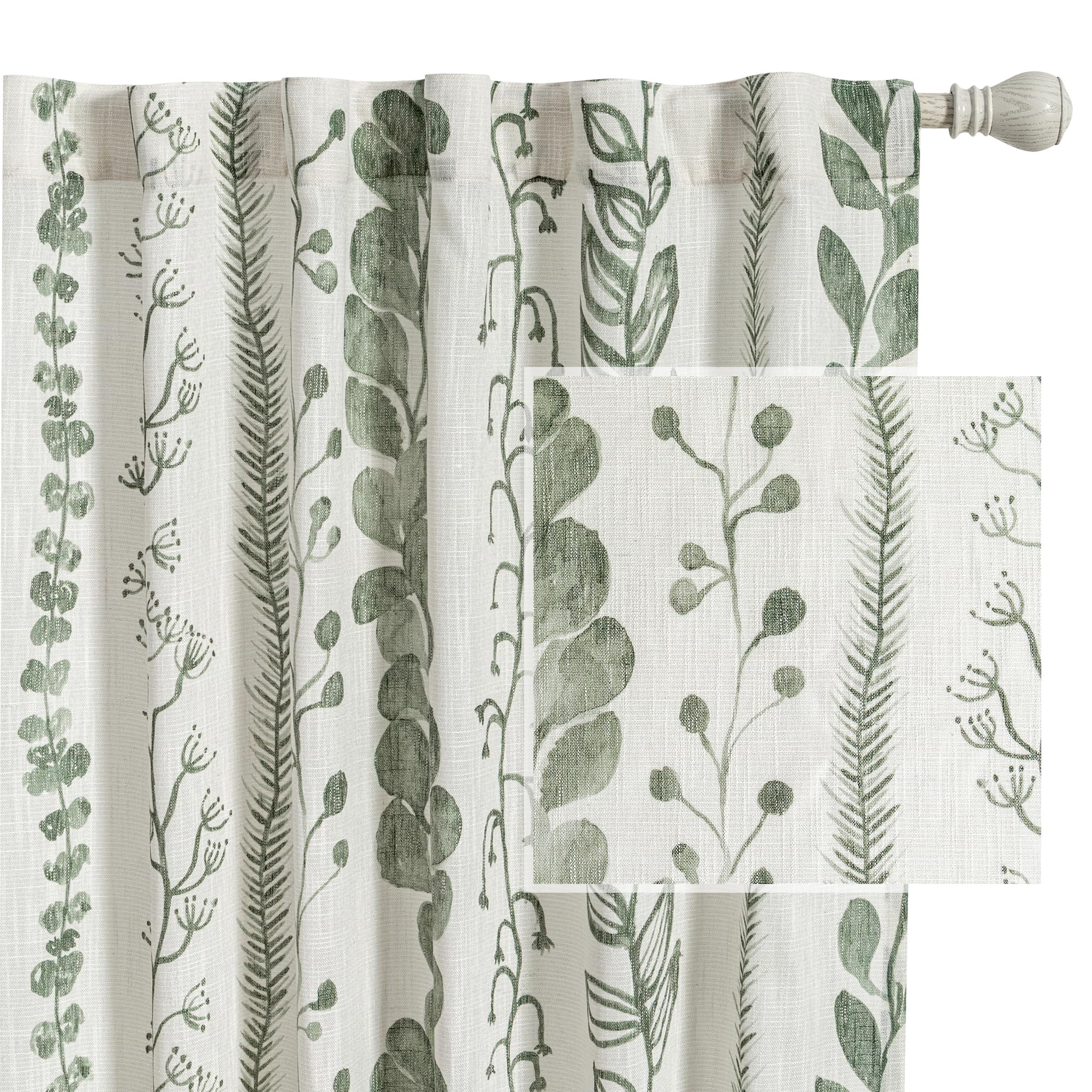 Meetsky Sage Green Curtains 84 Inches Long 2 Panels Boho Curtains For Living Room Light Filtering Patterned Drapes For Bedroom L