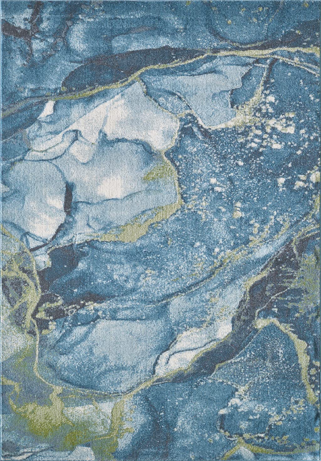 HomeRoots Teal Heat-Set Polypropelene 3’ x 5’ Blue Sage Abstract Stone Modern Area Rug