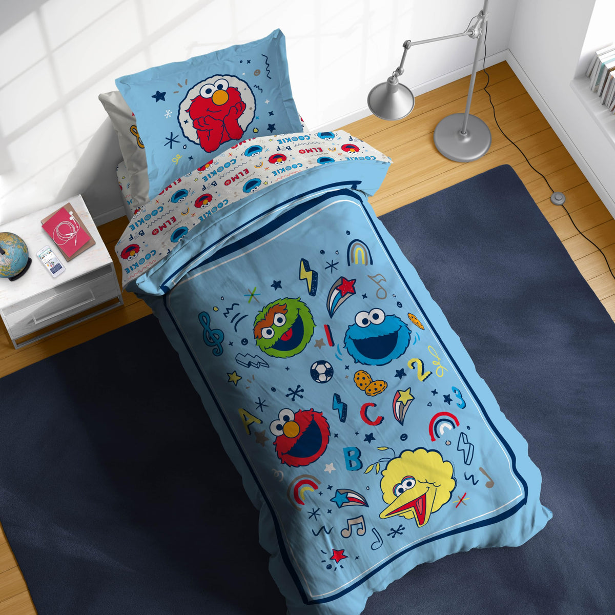 Sesame Street Twin Comforter Set - 5 Piece Kids Bedding Includes Comforter, Sheets & Pillow Cover - Super Soft Microfiber Bed Se
