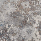 HomeRoots 100% Polypropylene 2’ x 5’ Navy and Beige Distressed Vines Area Rug