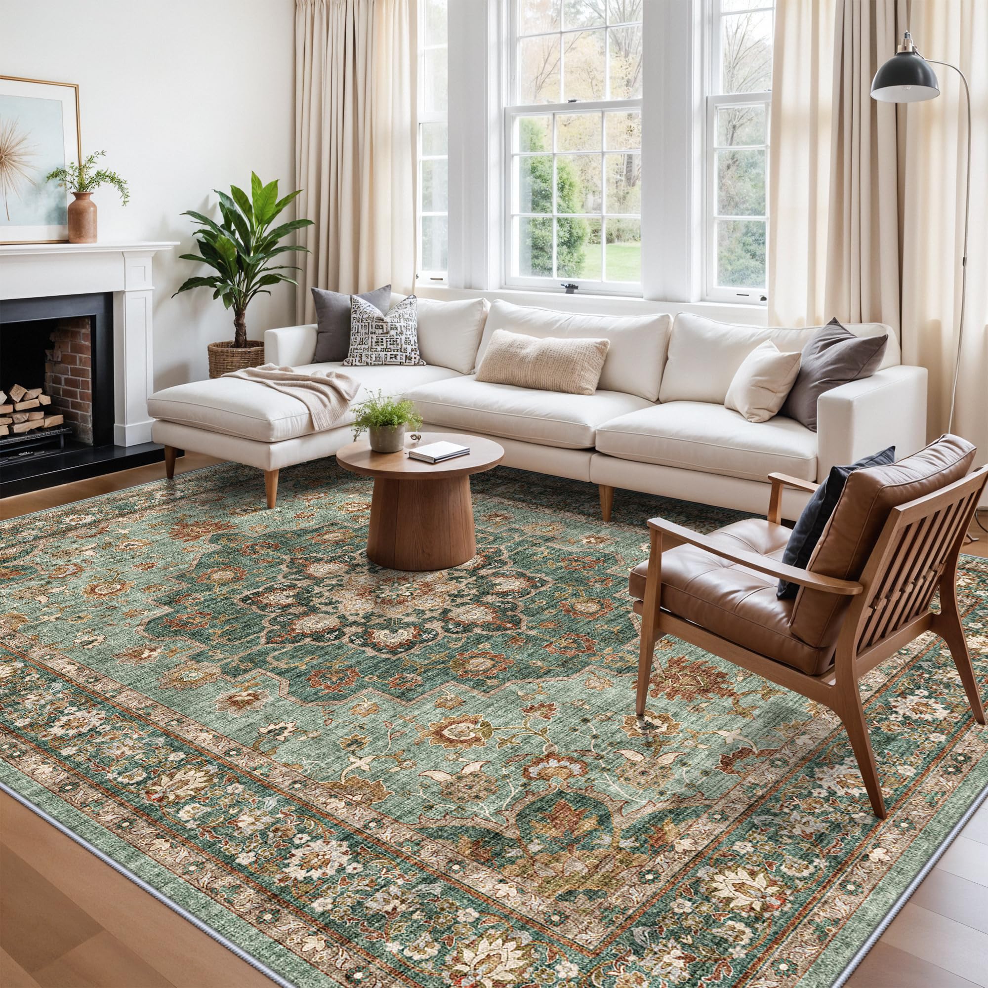 TOPRUUG Washable 10x13 Area Rug - Ultra Soft Living Room Area Rug Under Sofa Non-Slip Rugs for Bedroom Dining Room - Stain Resis