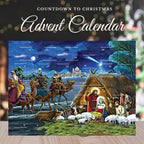 Countdown To Christmas 2024 Religious Advent Calendar, Traditional Nativity Scene Full Color Artwork, 24 Door Tabs Fun Education