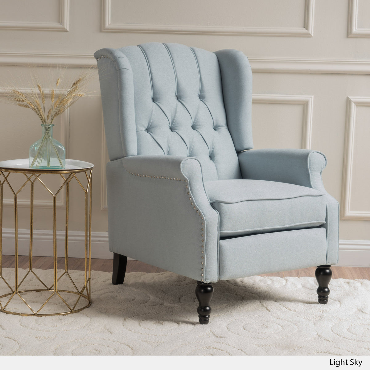 Christopher Knight Home Walter Fabric Recliner, Light Sky Dimensions: 34.75”D X 28.00”W X 41.25”H