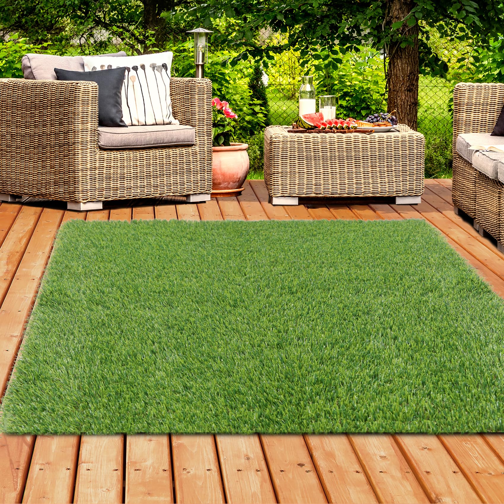 Xlx Turf 7 X 7 Ft Artificial Grass Carpet Area Rug, Indoor/Outdoor Realistic Fake Grass Mat For Patio, Tarrece, Playground, Back