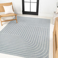 JONATHAN Y SCN101F-4 Odense High-Low Minimalist Angle Geometric Light Blue/Cream 4 ft. x 6 ft. Indoor/Outdoor Area Rug for Patio
