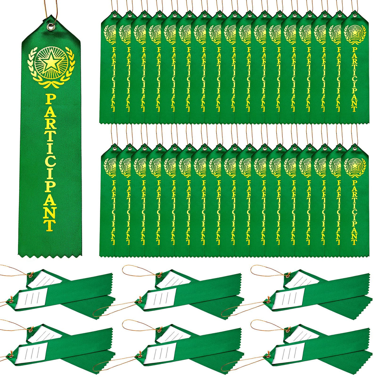 Participant Award Ribbon With Event Card And String Place Ribbons For Kids Competition, Sports Event, Contests, Office Team, Gre