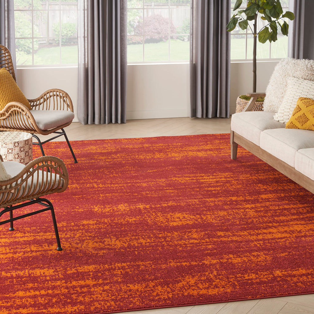 Nourison Essentials Indoor/Outdoor Solid Abstract Red 8' X 10' Area Rug, Easy Cleaning, Non Shedding, Bed Room, Living Room, Dining Room, Backyard, Deck, Patio (8X10)