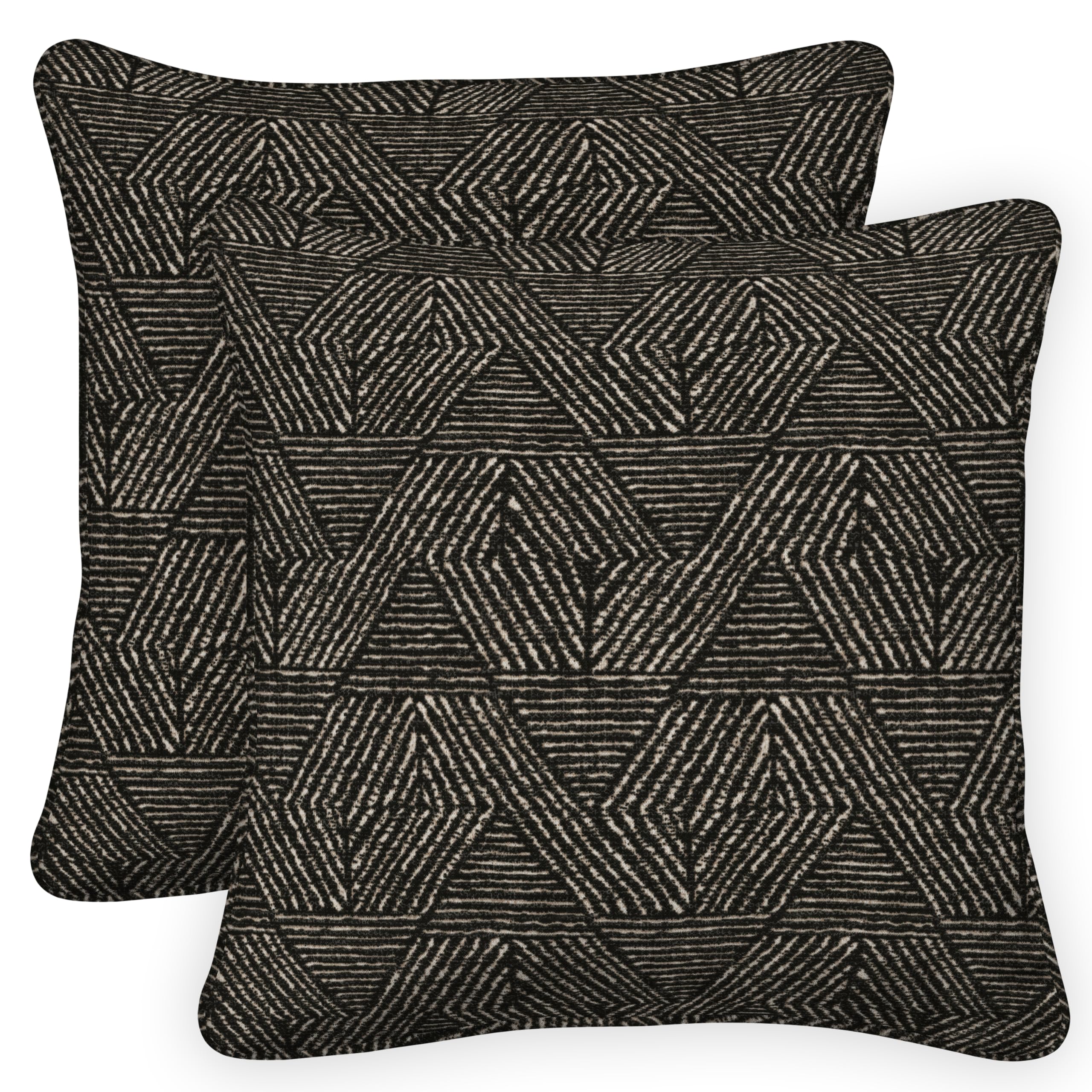 Honeycomb Outdoor Square Toss Pillow Cover Set, 18' W X 18' L, Zaire Black Slipcover