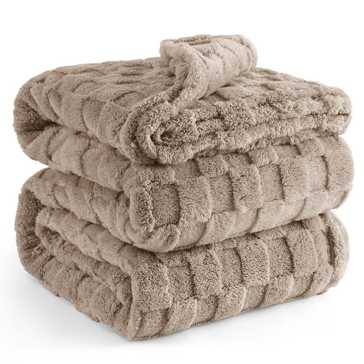 Bedsure Light Taupe Fleece Blanket For Couch - Super Soft Cozy Queen Blankets For Women, Cute Small Blanket For Girls, 90X90 Inc
