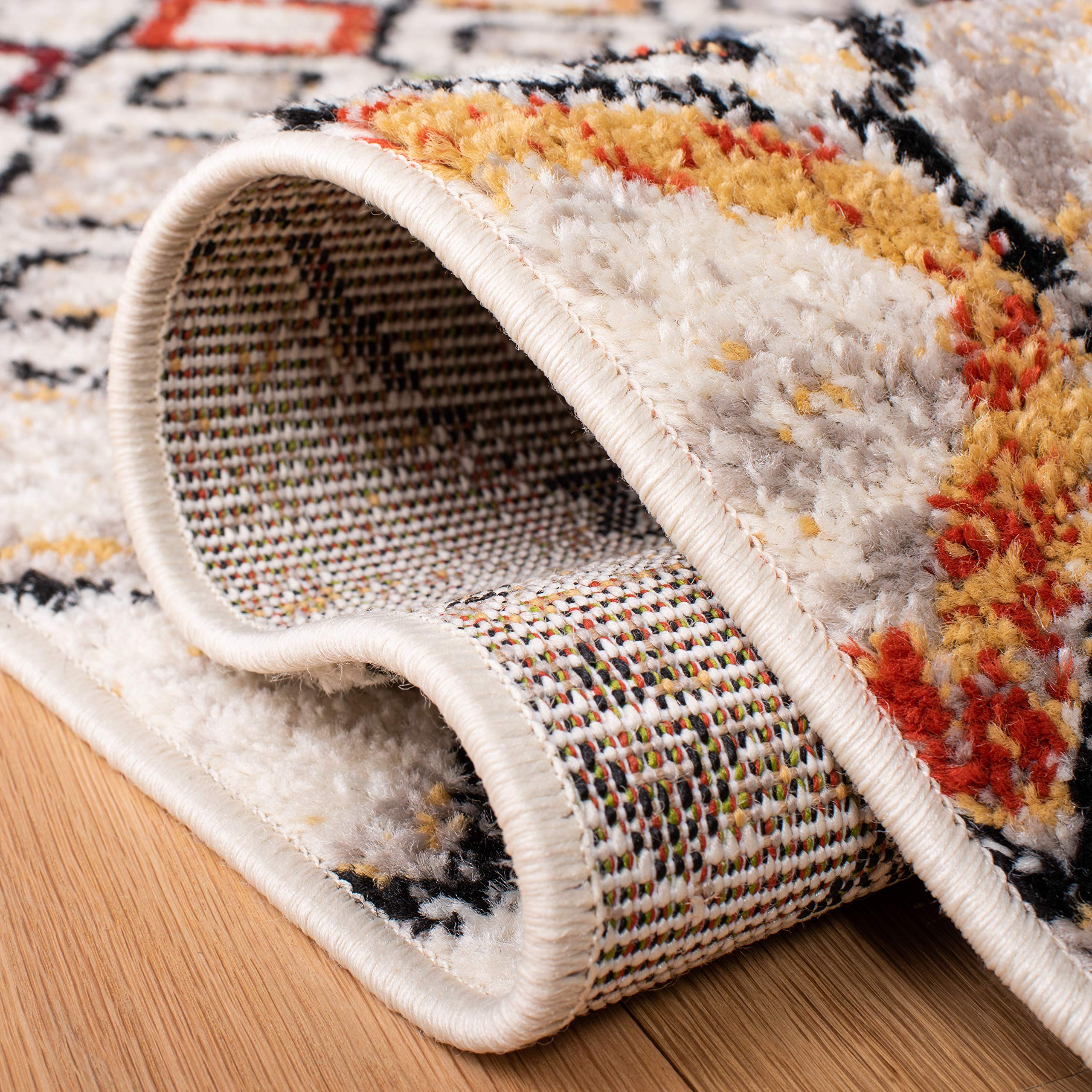 Safavieh Amsterdam Collection Runner Rug - 2'3'' X 8', Ivory & Multi, Moroccan Boho Design, Non-Shedding & Easy Care, Ideal For