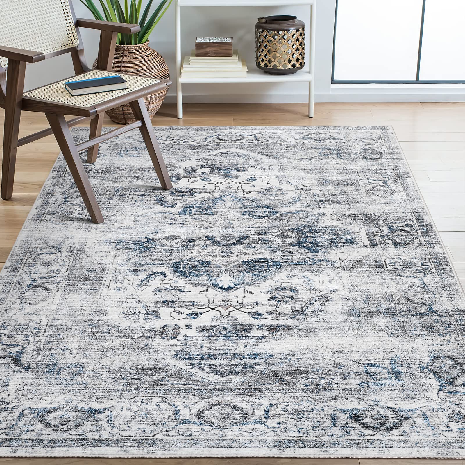 xilixili 8x10 Area Rugs for Living Room - Stain Resistant Anti-Slip Backing Washable Rug, Rugs for Bedroom,Dining Room,Vintage P