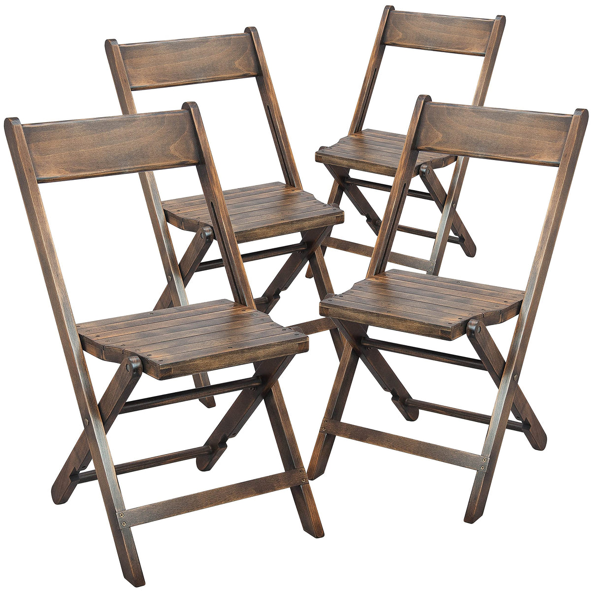 Flash Furniture Natalie Slatted Wood Folding Special Event Chair - Antique Black, Set of 4