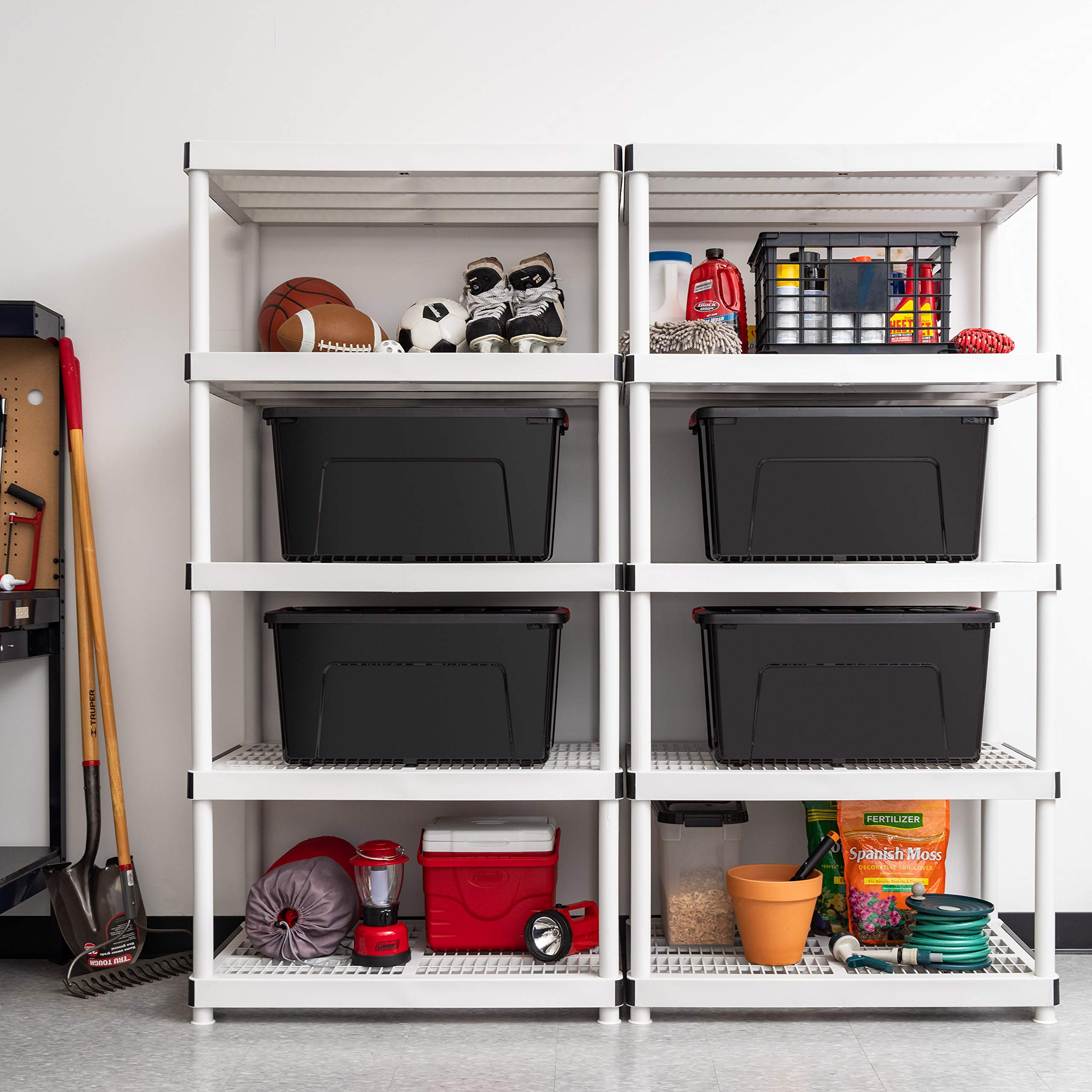 Iris Usa 72 Qt Stackable Plastic Storage Bins With Lids, 4 Pack - Bpa-Free, Made In Usa - Garage Organizing Solution, Latches, D