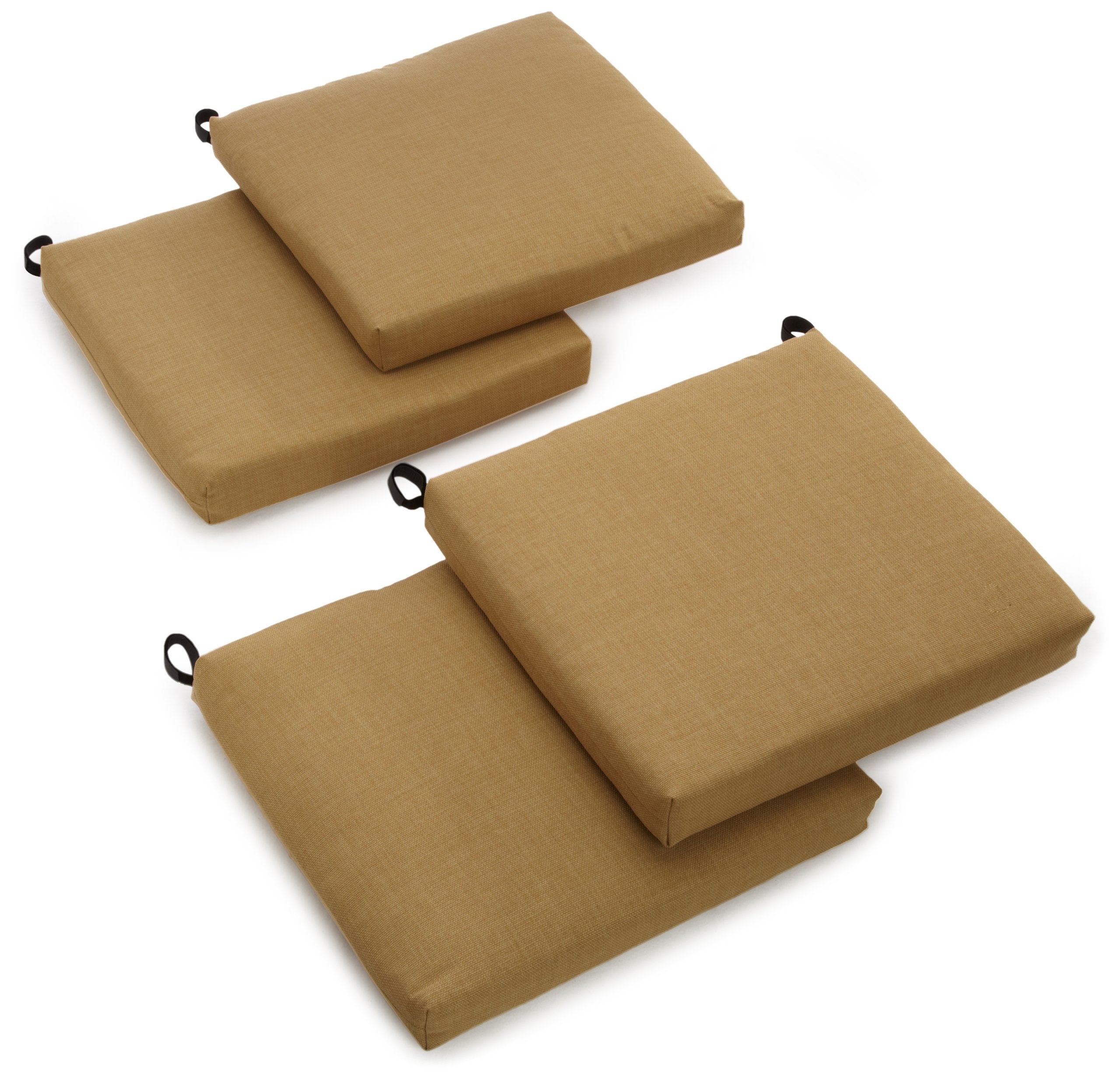 Blazing Needles Outdoor Spun Poly 19-Inch by 20-Inch by 3-1/2-Inch All Weather UV Resistant Zippered Cushions, Wheat, Set of 4