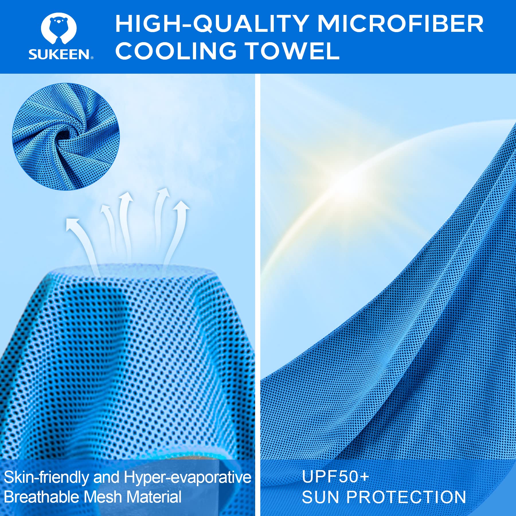 Sukeen [4 Pack Cooling Towel (40''X12''), Ice Towel, Soft Breathable Chilly Towel, Microfiber Towel For Yoga, Sport, Running, Gy