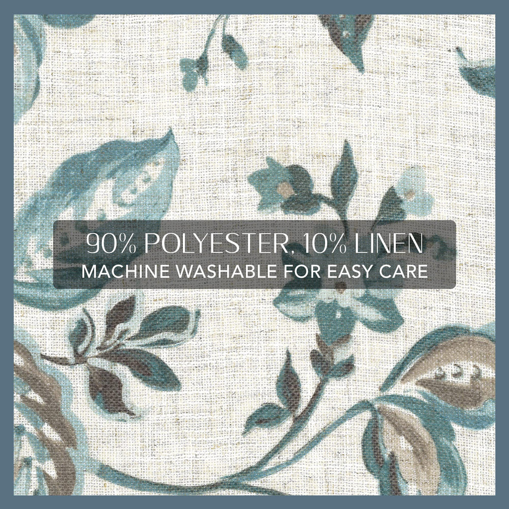 Elrene Home Fashions Sorrento Jacobean Floral Room-Darkening Window Curtain, 52 In X 95 In, Blue/Taupe