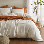 SE SOFTEXLY Muslin Duvet Cover California King Size, 100% Washed Cotton Duvet Cover Set, Ultra Soft Comforter Cover Linen Like, 