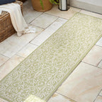 Jonathan Y Smb106H-5 Charleston Vintage Filigree Textured Weave Indoor Outdoor Area Rug, Coastal,Traditional,Transitional Easy Clean,Bedroom,Kitchen,Backyard,Patio, Non-Shed, Green/Cream, 5 X 8